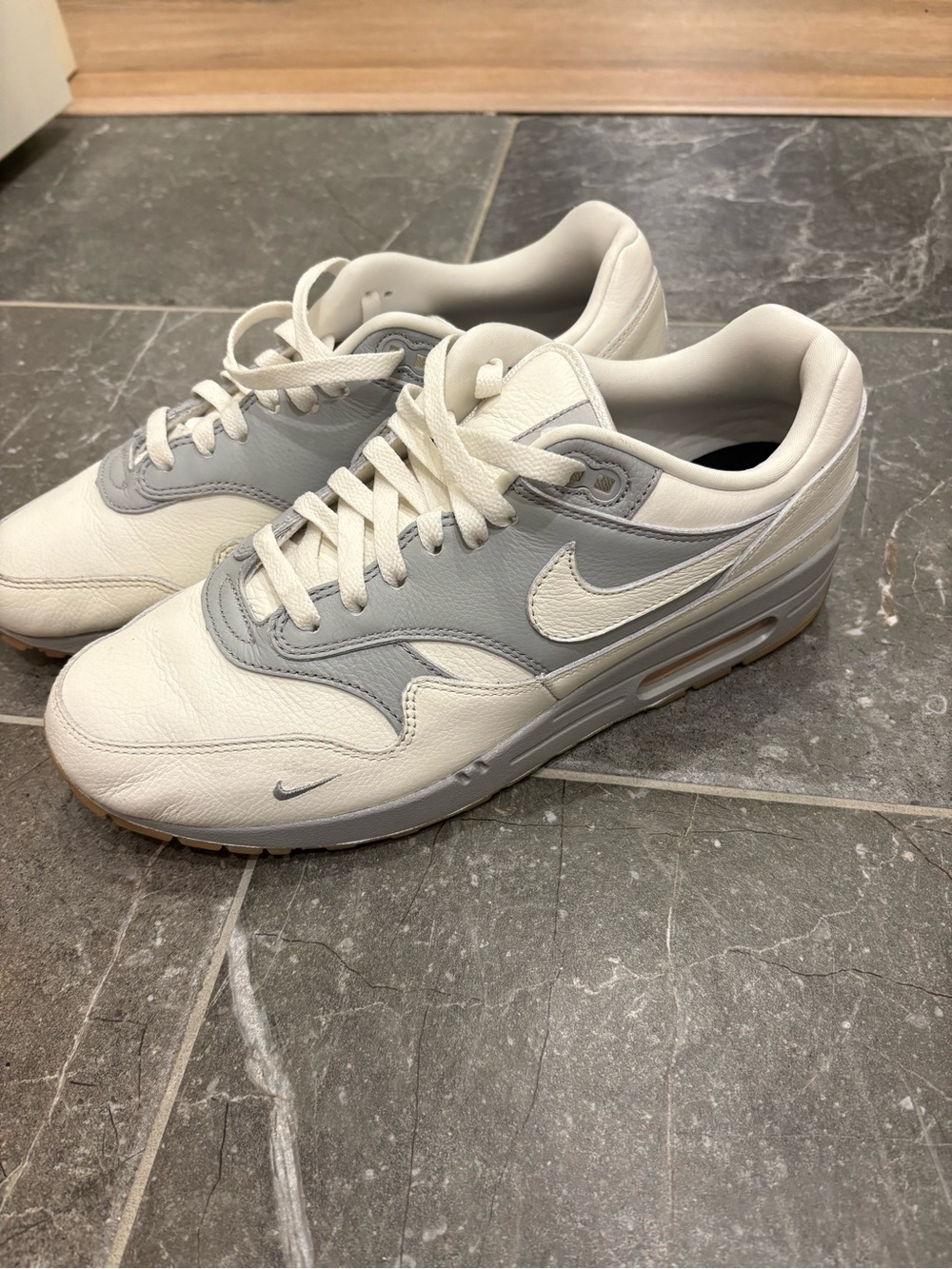 Nike Men’s Air Max Low-Top Sneakers — White and Light Gray